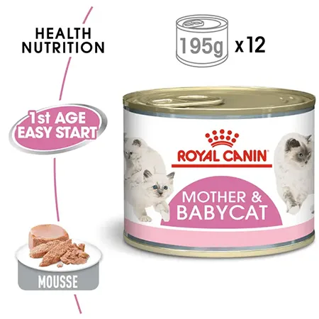 Royal Canin Kitten Cat Wet Food Feline Health Nutrition Mother & Babycat Mousse Poultry 195G 12 Pcs — photo 2