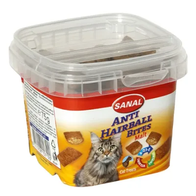 Sanal Adult Cat Treats Food Anti-Hairball Bites Cup Malt Grain 75G