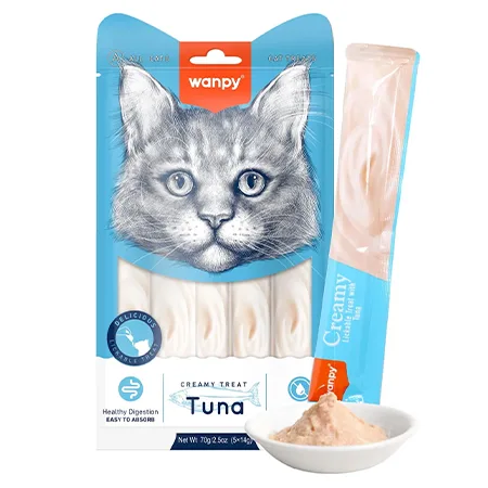 Wanpy Adult Cat Treats Food Creamy Lickable Treats Tuna 5X14G 5 Pcs — photo 1