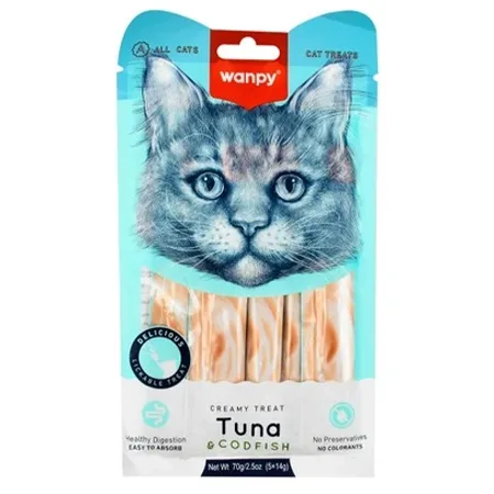 Wanpy Cat Treats Food Creamy Lickable Treats Tuna & Codfish 70G — photo 1