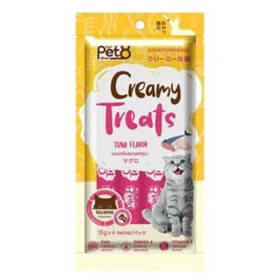 Pet8 Cat Treats Food Creamy Treats Tuna 4X15G 4 Pcs