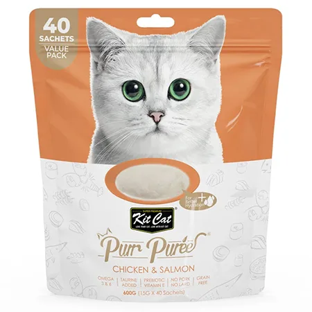 Kit Cat Adult Cat Treats Food Purr Puree Chicken & Salmon 40X15G 40 Pcs — photo 1