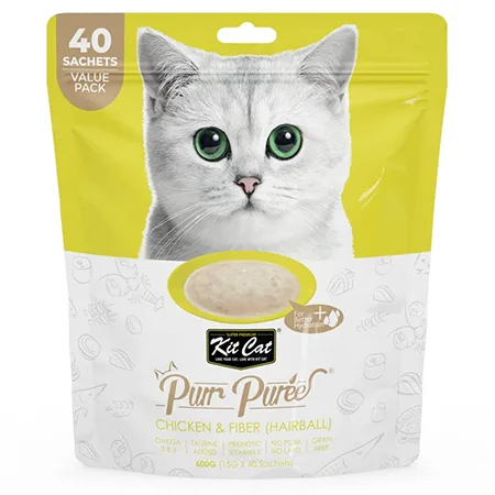 Kit Cat Cat Treats Food Purr Puree Value Pack Chicken & Fiber 40X15G 40 Pcs — photo 1