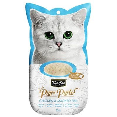 Kit Cat Cat Treats Food Purr Puree Chicken & Smoked Fish 60G