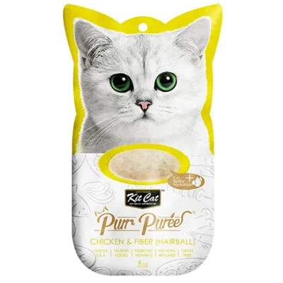 Kit Cat Cat Treats Food Purr Puree Hairball Chicken & Fiber 60G