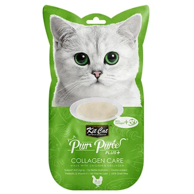 Kit Cat Cat Treats Food Purr Puree Plus+ Collagen Care Chicken & Collagen 60G