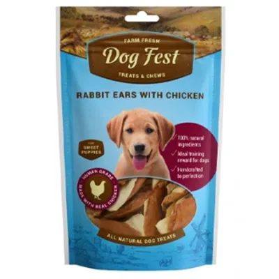 Dog Fest Puppy Dog Treats Food Rabbit Ears Rabbit & Chicken 90G
