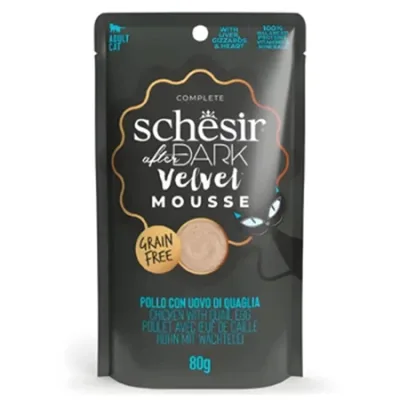 Schesir Cat Wet Food After Dark Velvet Mousse Chicken & Quail Egg 80G