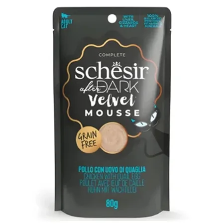 Schesir Cat Wet Food After Dark Velvet Mousse Chicken & Quail Egg 80G — photo 1