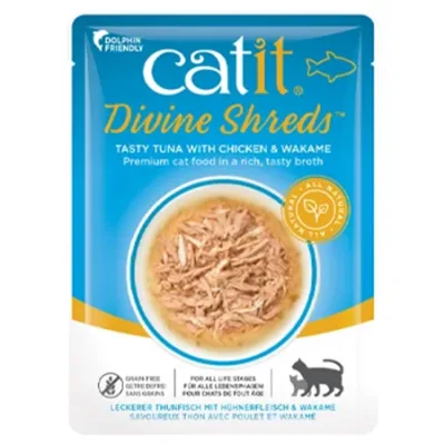 Catit Cat Wet Food Divine Shreds Tuna, Chicken & Wakame 75G