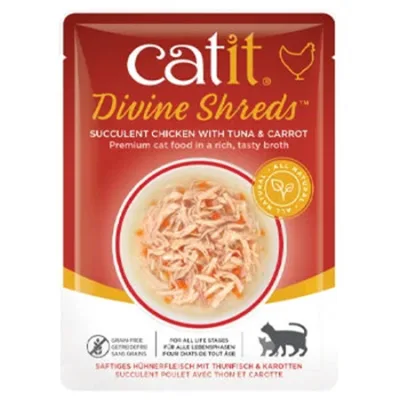 Catit Cat Wet Food Divine Shreds Chicken, Tuna & Carrot 75G