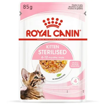 Royal Canin Kitten Cat Wet Food Feline Health Nutrition Sterilised Jelly 85G