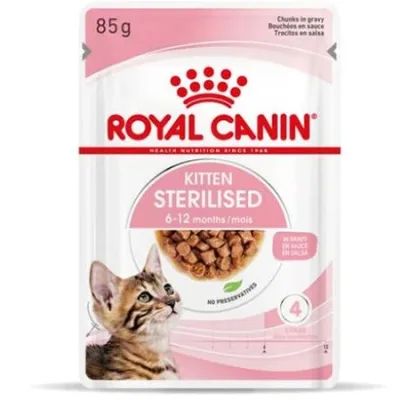 Royal Canin Kitten Cat Wet Food Feline Health Nutrition Sterilised Gravy 85G