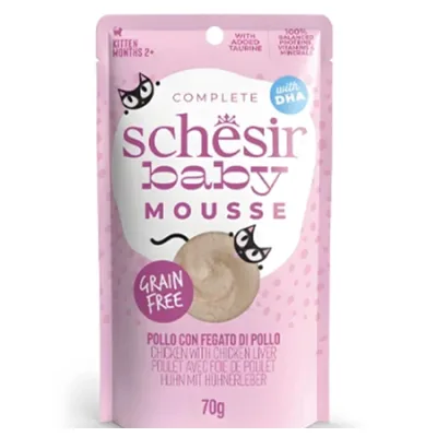 Schesir Kitten Cat Wet Food Mousse Chicken & Chicken Liver 80G