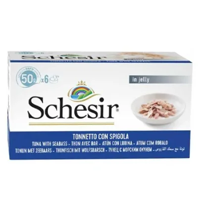 Schesir Cat Wet Food Multipack Can Tuna & Seabass 50G 6 Pcs