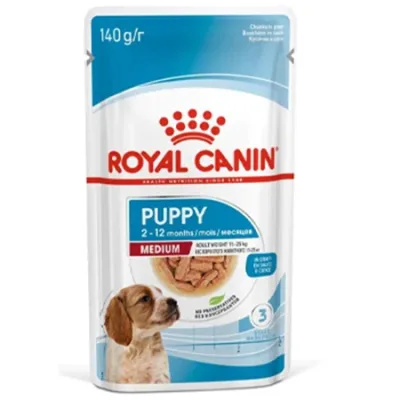 Royal Canin Medium Puppy Dog Wet Food Size Health Nutrition Gravy 140G