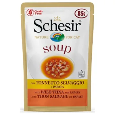 Schesir Adult Cat Wet Food Soup Wild Tuna & Papaya 85G