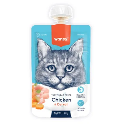 Wanpy Cat Wet Food Tasty Meat Paste Chicken & Carrot 90G