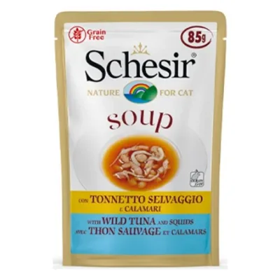 Schesir Cat Wet Food Wet Soup Wild Tuna & Squid 85G