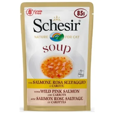 Schesir Cat Wet Food Wet Soup Wild Pink Salmon & Carrots 85G