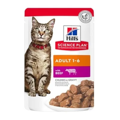 Hill's Science Plan Adult Cat Wet Food Beef Chunks In Gravy 85G