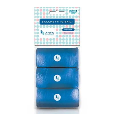 Arya Dog Poop Bags Hygiene Refill Ultra-Resistant Unscented 3X20 60 Bags
