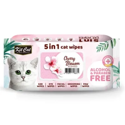 Kit Cat Cat Wipes Hygiene 5 In 1 Cherry Blossom