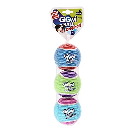 Gigwi Adult Dog Ball Toys Tennis Ball Originals Mixed Large 3 Pcs — photo 1