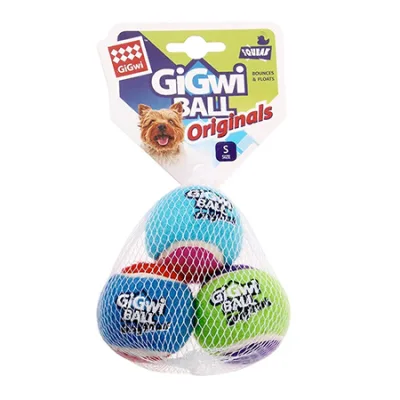 Gigwi Adult Dog Ball Toys Tennis Ball Originals Mixed Small 3 Pcs
