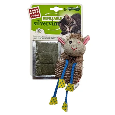 Gigwi Cat Catnip Toys Silvervine Refillable Toy Sheep