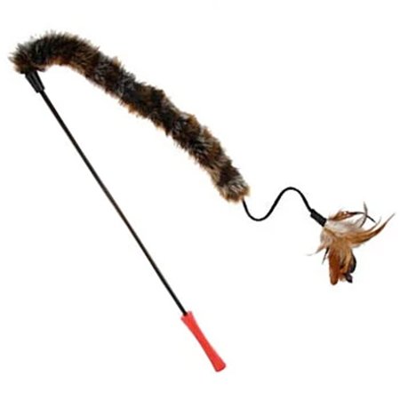 Gigwi Cat Wand Toys Feather Teaser Red